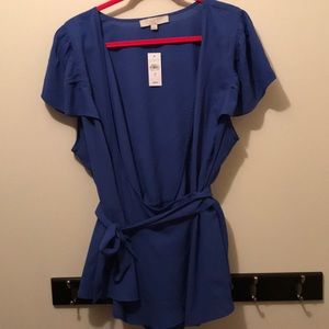 NWT Loft flutter wrap top.